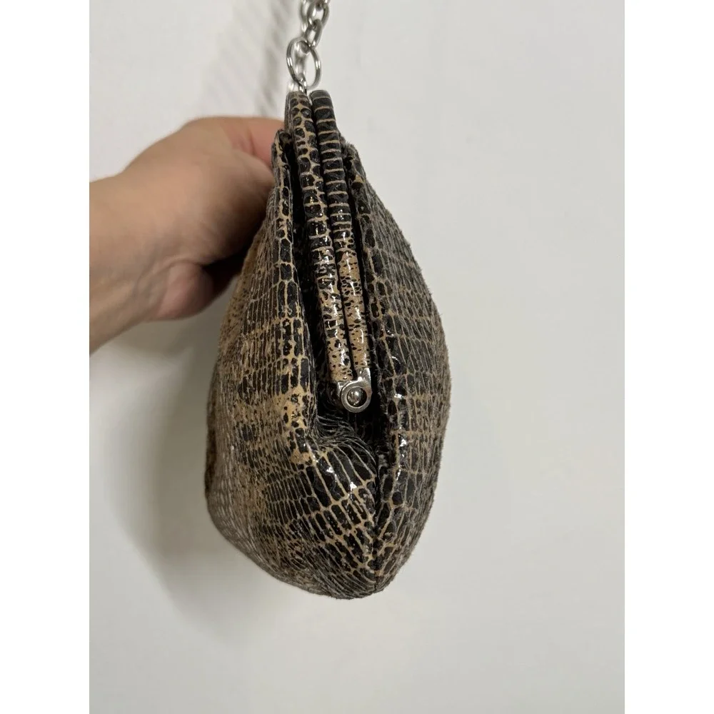 Hobo International Dove Crackle Exotic Animal Print Python Clutch Bag Small 9